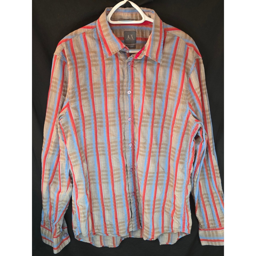 Armani Exchange Men's Plaid Button Down Shirt Long Sleeve Size Large